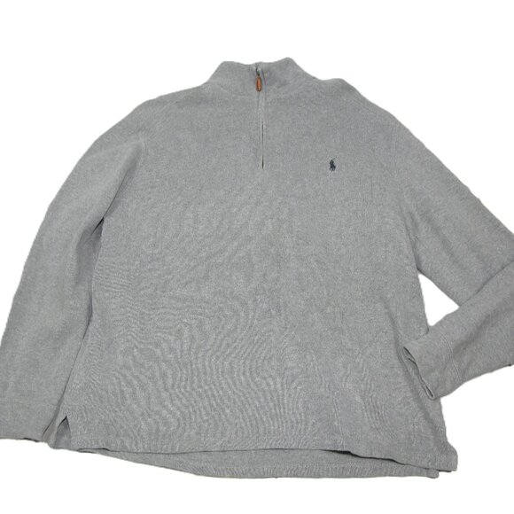 Polo Ralph Lauren Men's Gray 1/4 Zip Knit Pullover Size Large - Picture 1 of 5